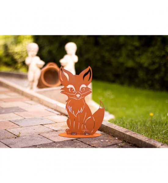 Süßes Füchslein - Höhe 32 cm - Edelrost Deko Fuchs Junges Kind aus Metall