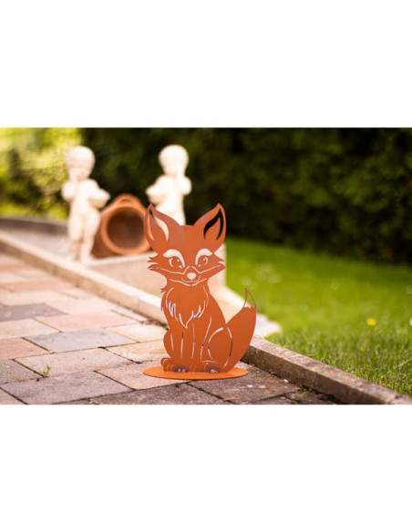 Süßes Füchslein - Höhe 32 cm - Edelrost Deko Fuchs Junges Kind aus Metall