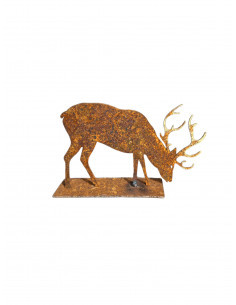 Start XS - Edelrost Hirsch - Äsend - Höhe 6 cm - Auf platte 
Höhe 6,5 cm
Äsend
auf Platte