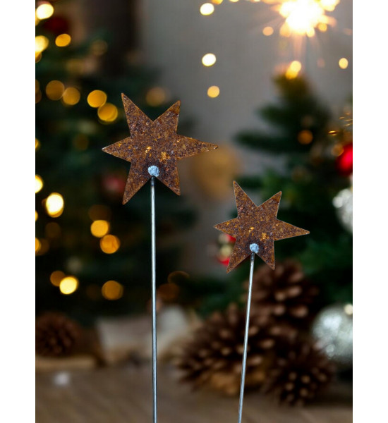 Weihnachtsdeko Gartenstecker Stern - Mini - 8 cm Ø 
Länge 50 cm
zum Stecken
Breite das Sterne 8 cm

Verleihe deinem Garten 