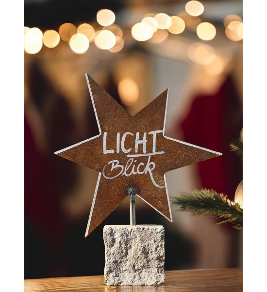 Start Edeltost MetallStern auf Steinsockel - Ø 19  cm 
Ø 19 cm
Gesamthöhe 24 cm
mit Steinsockel
