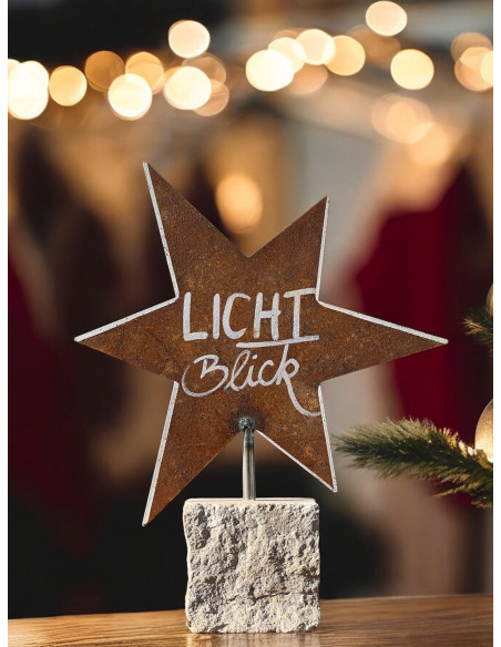 Start Edeltost MetallStern auf Steinsockel - Ø 19  cm 
Ø 19 cm
Gesamthöhe 24 cm
mit Steinsockel
