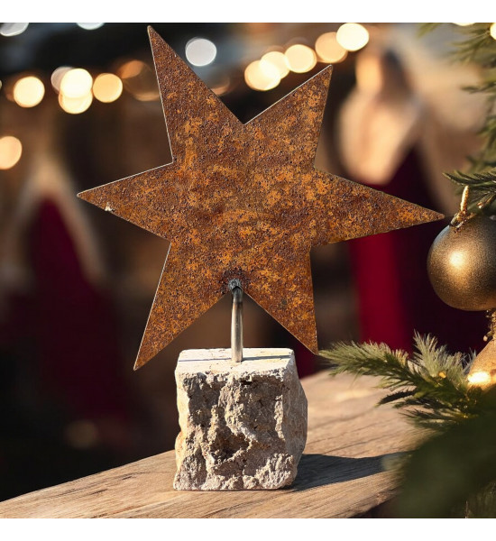 Start Edeltost MetallStern auf Steinsockel - Ø 19  cm 
Ø 19 cm
Gesamthöhe 24 cm
mit Steinsockel
