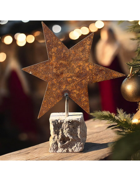 Start Edeltost MetallStern auf Steinsockel - Ø 19  cm 
Ø 19 cm
Gesamthöhe 24 cm
mit Steinsockel
