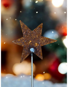 Sterne - Weihnachtstern Deko Edelrost Gartenstecker Stern - klein - 13 cm breit - Länge 58 cm 
Gesamtlänge 58 cm
Zum stecken