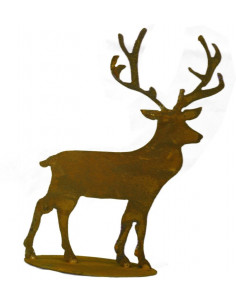 Herbstdeko Kleiner Edelrost Hirsch 36 cm hoch (aus großer Variante Rehfamilie) 
rostiger Hirsch 36 cm hoch
mit Platte zum stel