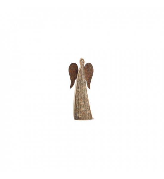 Rindenengel zum Stellen 6 cm Mini Rindenengel - Adad - mit rostigen Flügeln 
Höhe 6 cm,
Material Laub und Nadelholz mit Rinde 