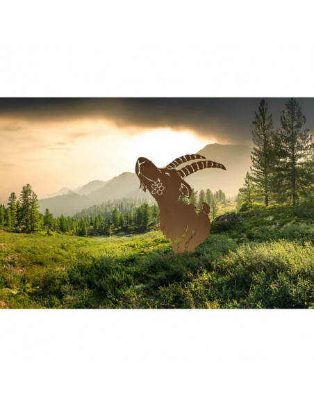 Steinbock + Murmeltier Deko  Steinbock Ferdinand groß 53 cm x 39 cm 
Höhe 53 cm
Breite 39 cm
auf Platte
