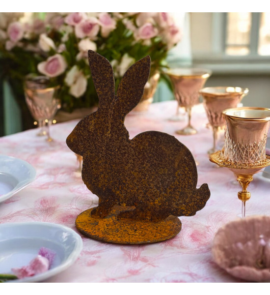 Hasen Hase - auf Platte - Niedrig sitzender - Höhe 15 cm 