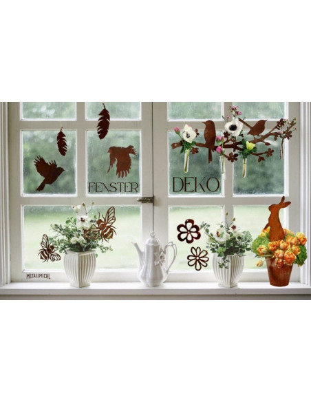 Deko zum Hängen 2 Vögel auf Ast mit 5 Reagenzglashalterungen (inkl. Gläser) 
Länge: 50 cm
Höhe: 18 cm
inkl. 5 Reagenzgläser
