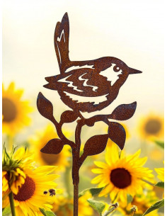 Vogel Deko Piepmatz - Zaunkönig als Gartenstecker - klein - Höhe 20 cm - Vogel Süße kleine Piepmätze im Gegenlicht als Gartenste 2