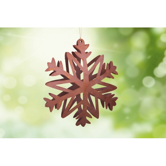 Gartendeko Rost Flocke 3 Schneekristall gebogen Ø 20 cm / rostige Flocke Edelrost 