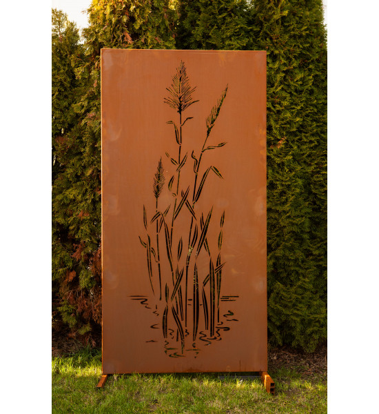 Trennwand und Sichtschutzzaun Metall 180 cm hoch Sichtschutzwand Metall mit Motiv China Gras - Höhe 180 cm - Trennwand Garten Ed