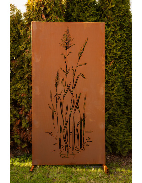 Trennwand und Sichtschutzzaun Metall 180 cm hoch Sichtschutzwand Metall mit Motiv China Gras - Höhe 180 cm - Trennwand Garten Ed