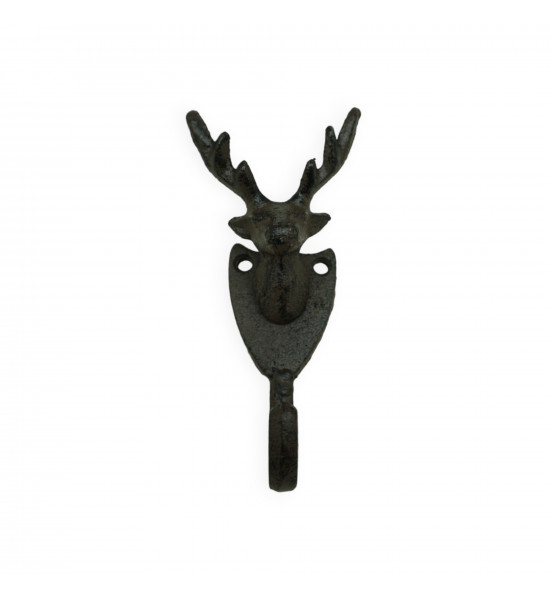 Wandhalterungen und Haken Kleiderhaken - Hirschkopf - Höhe 11 cm - aus Gusseisen Der Hirschkopf als Kleiderhaken für Deine Garde