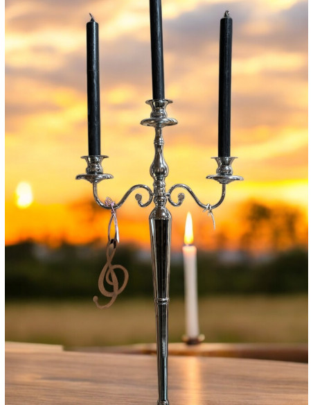 Start XL Kerzenleuchter in Silber für Stabkerzen 75,5 cm groß 
Höhe = 75,5 cm
Breite 37,5 cm x
Standplatte 17 cm

