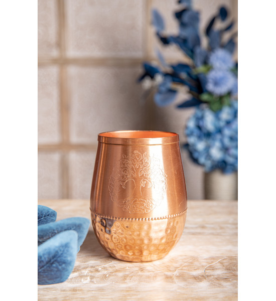 Baum des Lebens - Symbol für Hoffnung und eine glückliche Zukunft Wasser Becher aus Kupfer mit Yggdrasil - Baum des Lebens - 450