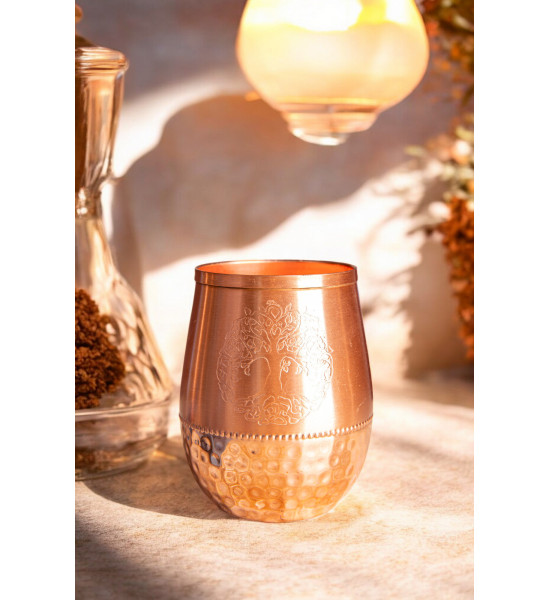 Baum des Lebens - Symbol für Hoffnung und eine glückliche Zukunft Wasser Becher aus Kupfer mit Yggdrasil - Baum des Lebens - 450