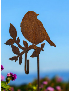 Vogel Deko sitzender Vogel auf Ast mit Hakenstab,  Höhe 15 cm 
Höhe 15 cm
Breite 14 cm
Stab 100 cm
 2