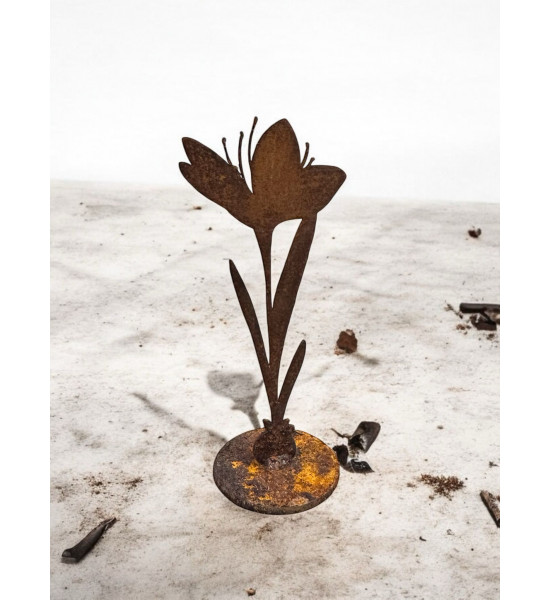 Frühlingsdeko Edelrost - Krokus auf Platte - Höhe 15 cm 
Höhe 15 cm