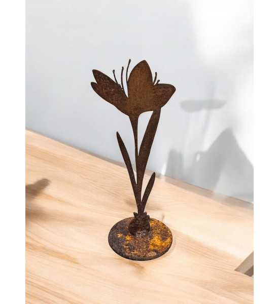 Frühlingsdeko Edelrost - Krokus auf Platte - Höhe 15 cm 
Höhe 15 cm