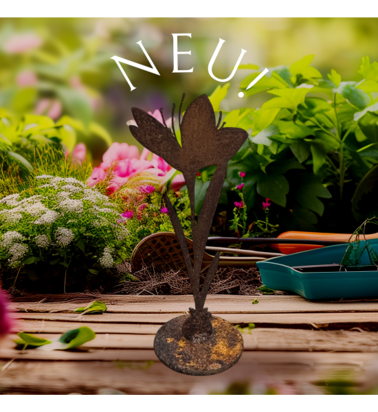 Frühlingsdeko Edelrost - Krokus auf Platte - Höhe 15 cm 
Höhe 15 cm
