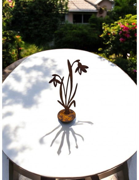 Frühlingsdeko Edelrost Schneeglöckchen auf Platte - Höhe 16,5 cm  Frühlingsdeko Edelrost Schneeglöckchen auf Platte - Höhe 16,5 cm