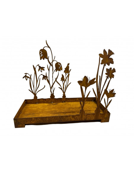 Frühlingsdeko Frühlingsblüher Tablett - Eckig - Länge 35 