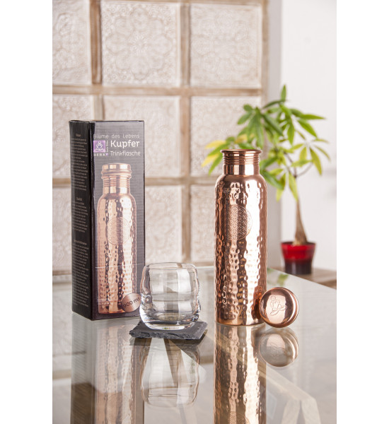Baum des Lebens - Symbol für Hoffnung und eine glückliche Zukunft XL Trinkflasche aus Kupfer - 900 ml - mit Baum des Lebens Moti