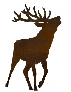rostige Deko Hirsche und Rehe XL Deko Hirsch - Röhrend - Doppeltes Geweih - 120 cm hoch - mit Steckverbindung 
Der Hirsch hat o