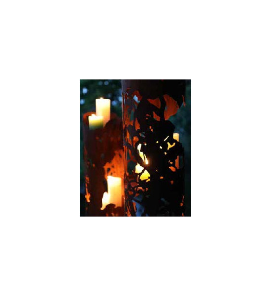 Blätter und Zweige Rostsäule als Windlichtsäule - Canopy Blätterdach - mit 4 Böden - Rund - Höhe 144 cm 
mit 4 Böden
rund, mit