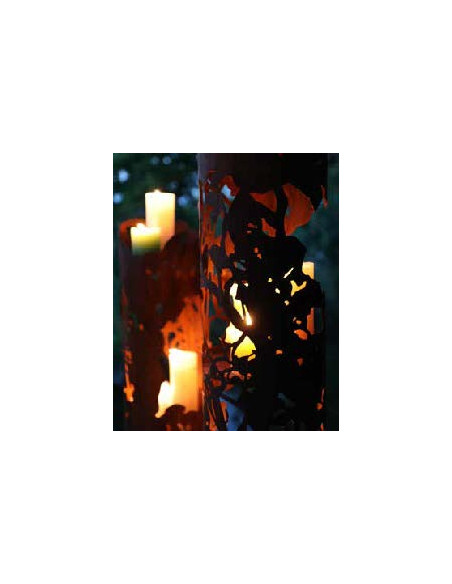 Blätter und Zweige Rostsäule als Windlichtsäule - Canopy Blätterdach - mit 4 Böden - Rund - Höhe 144 cm 
mit 4 Böden
rund, mit