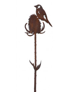 Start Edelrost - Distelfink an distel - zum Stecken - Länge 60 cm 
Länge 60 cm