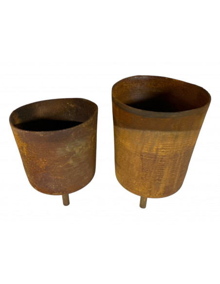 Gartenfackeln Edelstahl Edelrost Topf 1 - zum Bepflanzen oder als Gartenfackel - mit Hülse 8 mm - 14 cm Edelrost Topf mit unglei Gartenfackeln Edelstahl Edelrost Topf 1 - zum Bepflanzen oder als Gartenfackel - mit Hülse 8 mm - 14 cm Edelrost Topf mit unglei