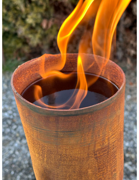 Gartenfackeln Edelstahl Edelrost Topf 1 - zum Bepflanzen oder als Gartenfackel - mit Hülse 8 mm - 14 cm Edelrost Topf mit unglei Gartenfackeln Edelstahl Edelrost Topf 1 - zum Bepflanzen oder als Gartenfackel - mit Hülse 8 mm - 14 cm Edelrost Topf mit unglei