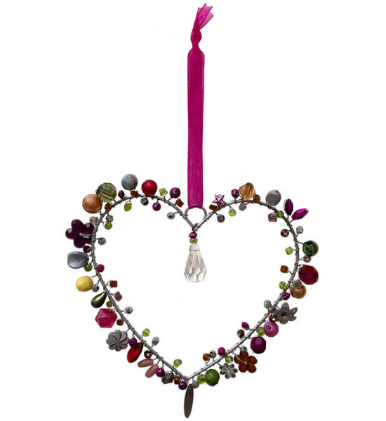 Start Perlen Herz - Pink - Lila - Höhe 10 cm 