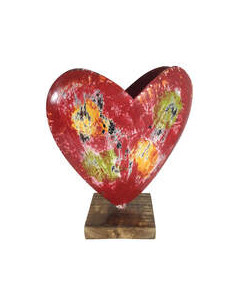 Start Herz 3D - auf Holz - Bunt 