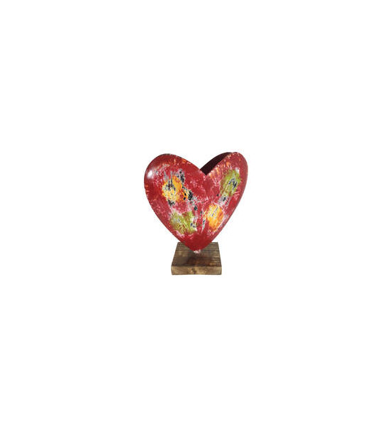 Start Herz 3D - auf Holz - Bunt 