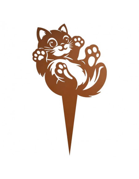 Start Beetstecker - Kuschelndes Kätzchen - Höhe 45 cm Wunderschöne Edelrost-Katze als Gartenfigur – ideal für Balkon, Terrasse o