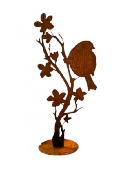 Vogel auf Kirschblütenast auf Platte - Höhe 42 cm 
Höhe 42 cm
Breite 18 cm

Die Edelrost-Deko "Vogel auf Kirschblütena