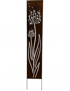 Skulpturen - Rostsäulen und Stelen Garten Stele - Allium im Wind - zum Stecken - Höhe 130 cm - Pusteblume 
Gesamthöhe 150 cm
B