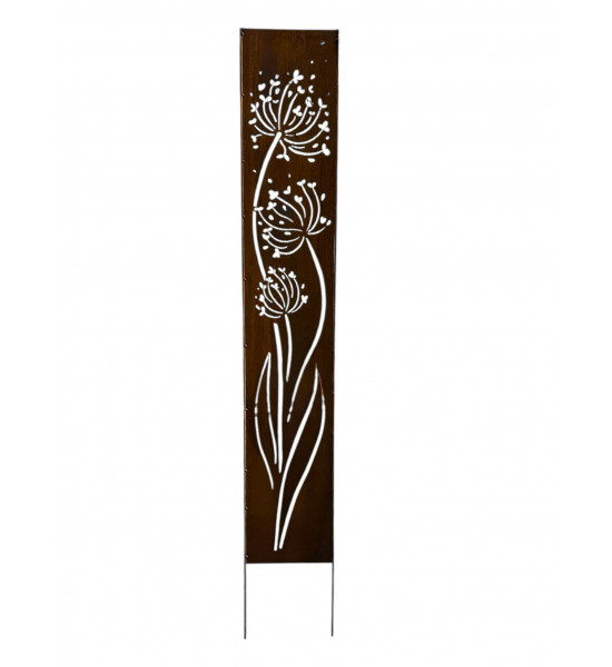 Skulpturen - Rostsäulen und Stelen Stele - Allium im Wind - zum Stecken - Gesamthöhe 165 cm - Pusteblume 
Gesamthöhe 190 cm
Br
