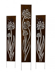 Skulpturen - Rostsäulen und Stelen Stele - Allium im Wind - zum Stecken - Gesamthöhe 165 cm - Pusteblume 
Gesamthöhe 190 cm
Br 2