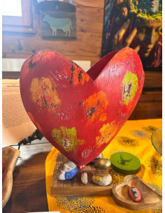 Start Herz 3D - auf Holz - Bunt  2