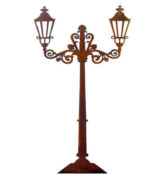 Skulpturen - Rostsäulen und Stelen alte Straßenlaterne Edelrost - mt Steckverbindung - 180 cm hoch flach 
Edelrost Straßenlater
