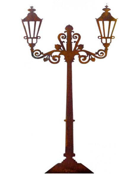 Skulpturen - Rostsäulen und Stelen alte Straßenlaterne Edelrost - mt Steckverbindung - 180 cm hoch flach 
Edelrost Straßenlater