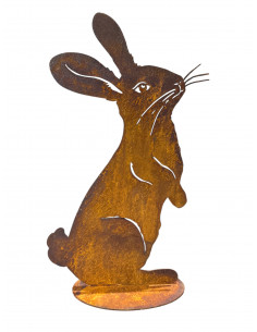 Start Dekofigur Hase Flauschig – Metall Osterhase - 30 cm hoch 
Höhe 30 cm
Breite 18 cm
auf PLatte
Die Edelrost-Deko "Hase