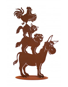 Deko Hunde Bremer Stadtmusikanten - 65 cm hoch - lustige Gartenfigur aus Edelrost 
lustige Gartenfigur 
Höhe 65 cm
Breite 42