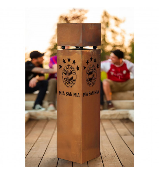 4-eckige Metallschalen Pflanz Übertopf eckig Breite 30 cm x 30 cm - Höhe 30 cm -  Viereckige Metallschale für Rostsäulen Edelros