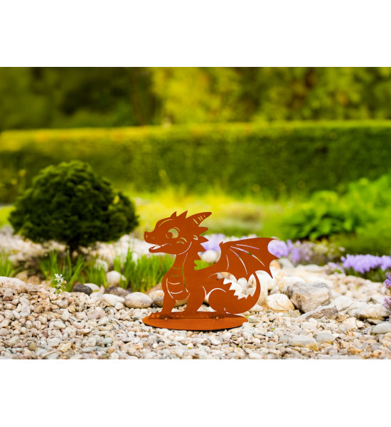 Drachen Figuren süßer Baby Drache - Suki - für den Garten - 25 cm breit 
Höhe: 20 cm
Breite: 25 cm
